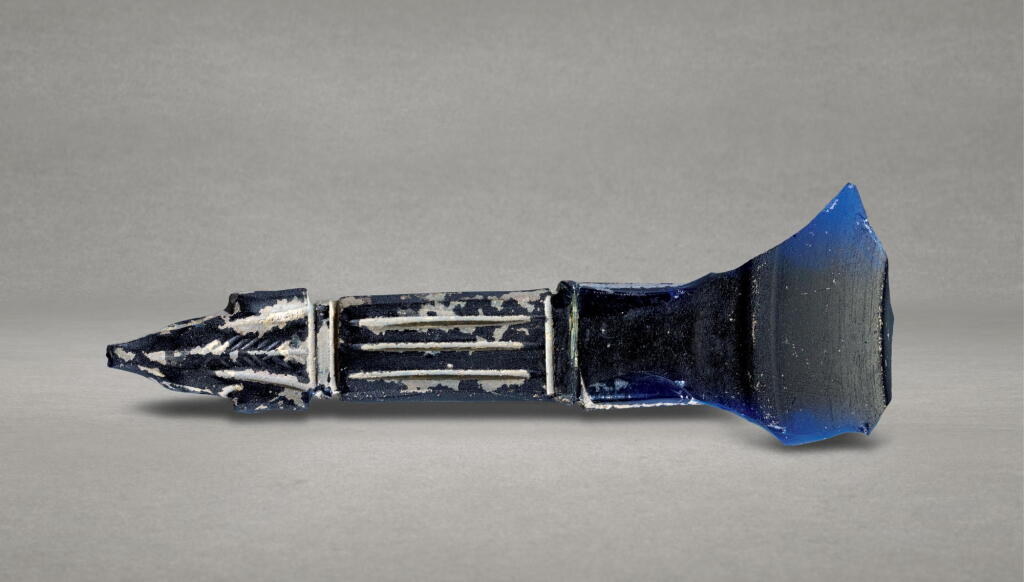 View full screen - View 1 of Lot 211. A ROMAN BLUE GLASS PATERA HANDLE, CIRCA LATE 1ST CENTURY B.C./MID 1ST CENTURY A.D..
