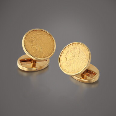 View full screen - View 1 of Lot 205. Cartier | Paire de boutons de manchette or | Pair of gold cufflinks.