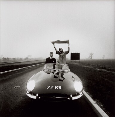 View full screen - View 1 of Lot 146. E-Type Jaguar on Newly Opened M1 Motorway, 1961.