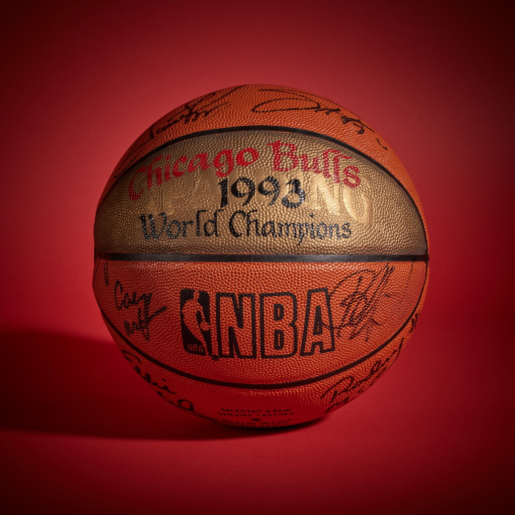 View full screen - View 1 of Lot 28. 1993 Chicago Bulls 'World Champions' Basketball | Signed by Michael Jordan, Scottie Pippen, and Others.