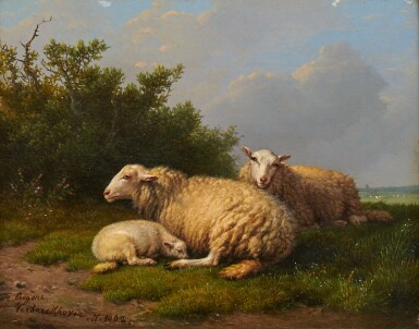 View full screen - View 1 of Lot 84. EUGÈNE VERBOEKHOVEN | SHEEP IN A LANDSCAPE, 1862.