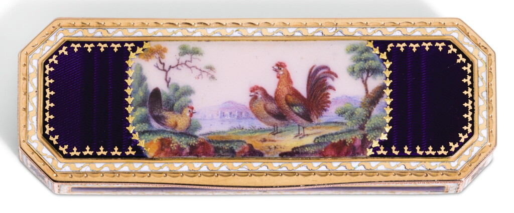 View full screen - View 1 of Lot 33. A SMALL GOLD AND ENAMEL TOOTHPICK CASE, PROBABLY HANAU, EARLY 19TH CENTURY.