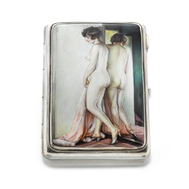 View full screen - View 1 of Lot 118. A Russian enamelled parcel-gilt cigarette case, Moscow, 1908-1917.
