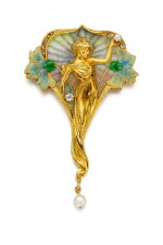 Art Nouveau Enamel, Pearl and Diamond Brooch | 新藝術 琺瑯彩 配 珍珠 及 鑽石 胸針