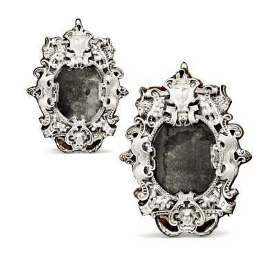 View full screen - View 1 of Lot 48. A PAIR OF SILVER FRAMED MIRRORS, FRANCESCO VASSALLO, MALTA, CIRCA 1760 | PAIRE DE MIROIRS EN ARGENT PAR FRANCESCO VASSALLO, MALTE, VERS 1760.