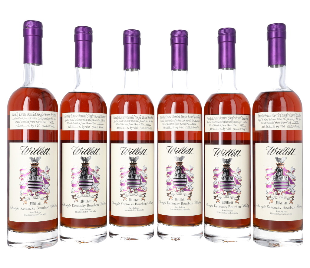 View full screen - View 1 of Lot 86. Willett Family Estate Single Barrel Bourbon 14 Year Old 122.2 proof NV (6 BT75).