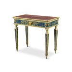 An Italian blue and white painted and porphyry inset neoclassical side table, late 18th century