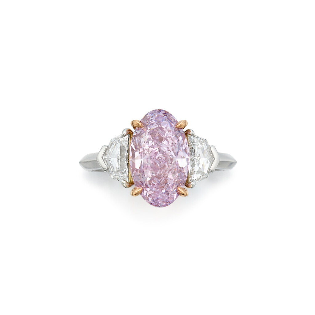 View full screen - View 1 of Lot 85. Fancy Intense Pinkish Purple Diamond and Diamond Ring.