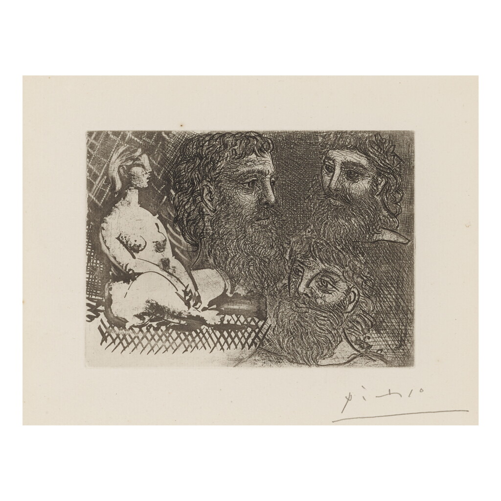 View full screen - View 1 of Lot 154. PABLO PICASSO | MARIE-THÉRÈSE EN IDOLE ET TROIS GRECS BARBUS (B. 216; BA. 416).