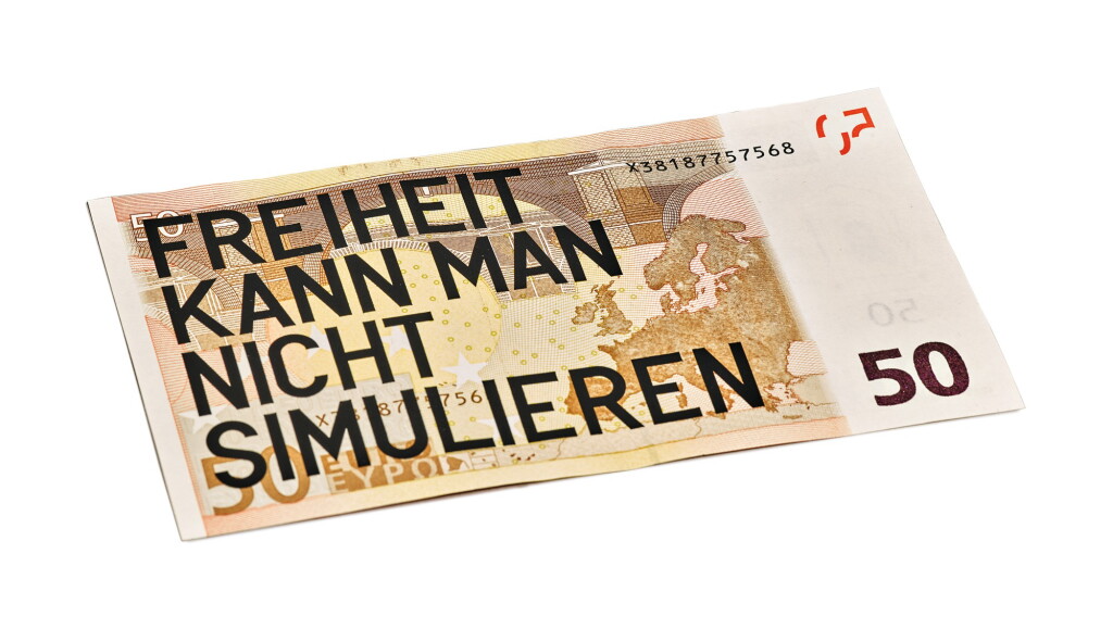 View full screen - View 1 of Lot 13. RIRKRIT TIRAVANIJA | UNTITLED 2008 (50 EURO FREIHEIT KANN MAN NICHT SIMULIEREN).
