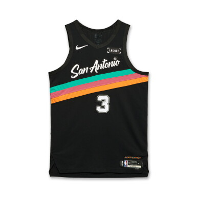 View full screen - View 1 of Lot 15. Keldon Johnson San Antonio Spurs 2025-2026 Game Worn City Edition Jersey.