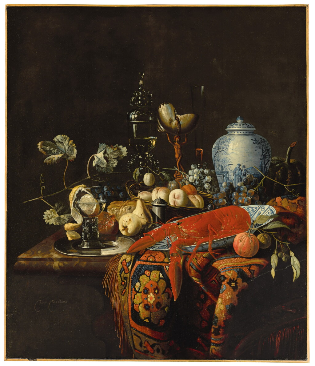 View full screen - View 1 of Lot 61. A monumental still life with fruit and various objects.