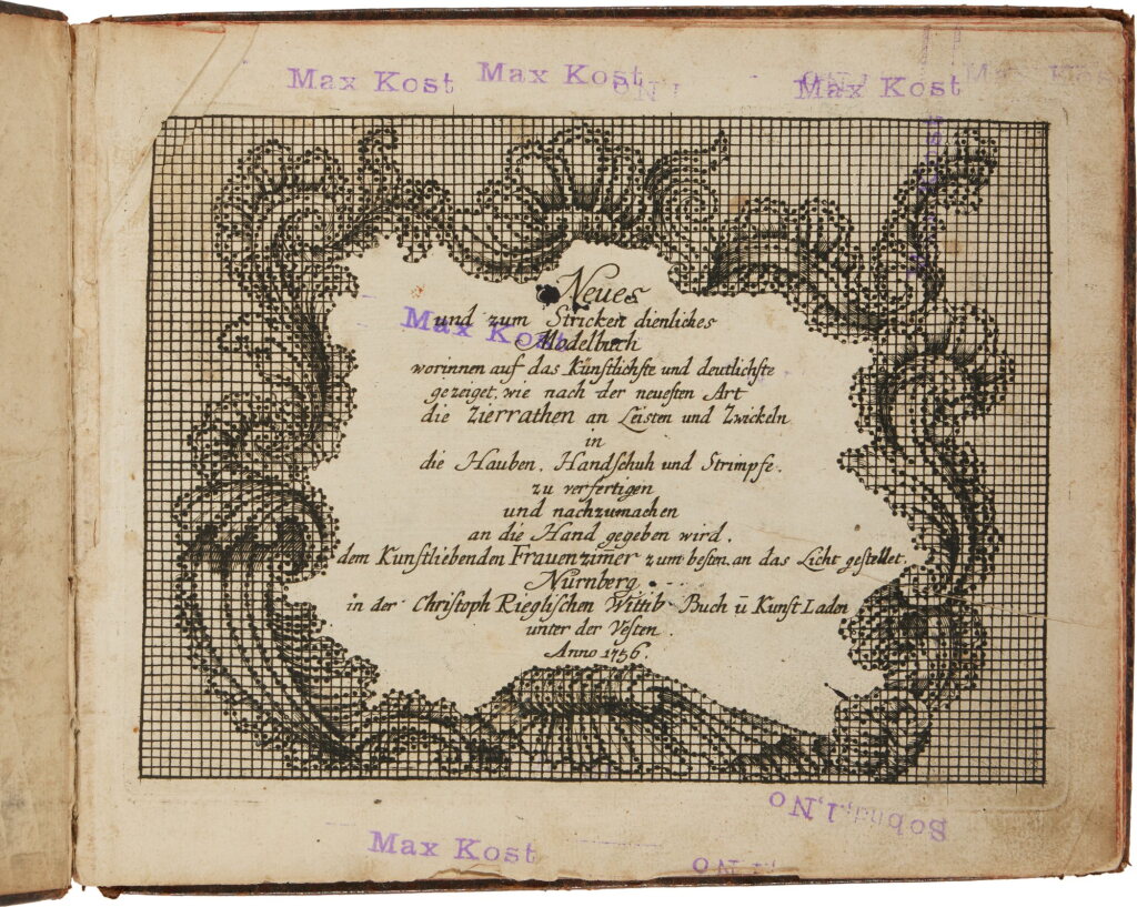 View full screen - View 1 of Lot 1126. (Embroidery) — Susanna Dorothea Riegl | A scarce German embroidery pattern book.