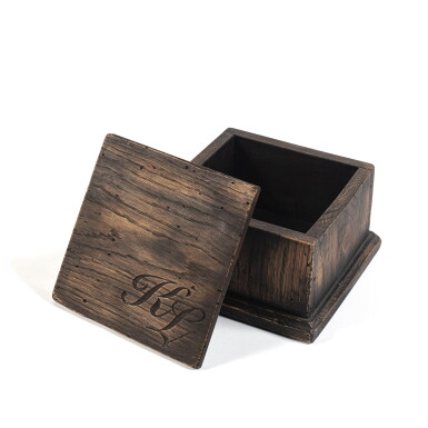 View full screen - View 1 of Lot 154. A Vintage wood casket with a ‘KL’ monogram.
