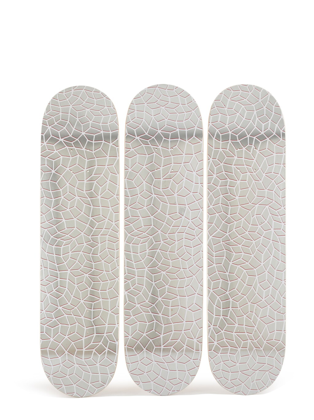 View full screen - View 1 of Lot 9562. YAYOI KUSAMA 草間彌生 | INFINITY NETS SKATEBOARD (TRIPTYCH) 無限網滑板(三聯作).
