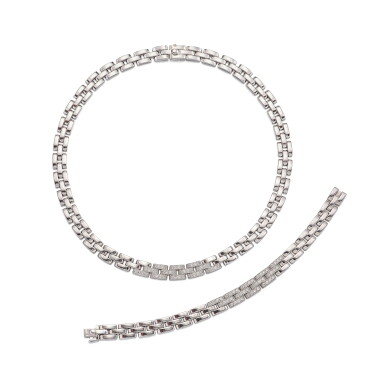 View full screen - View 1 of Lot 1335. Cartier | 'Maillon Panthère' Diamond Necklace and Bracelet | 卡地亞 | 'Maillon Panthère' 鑽石 項鏈 及 手鏈.