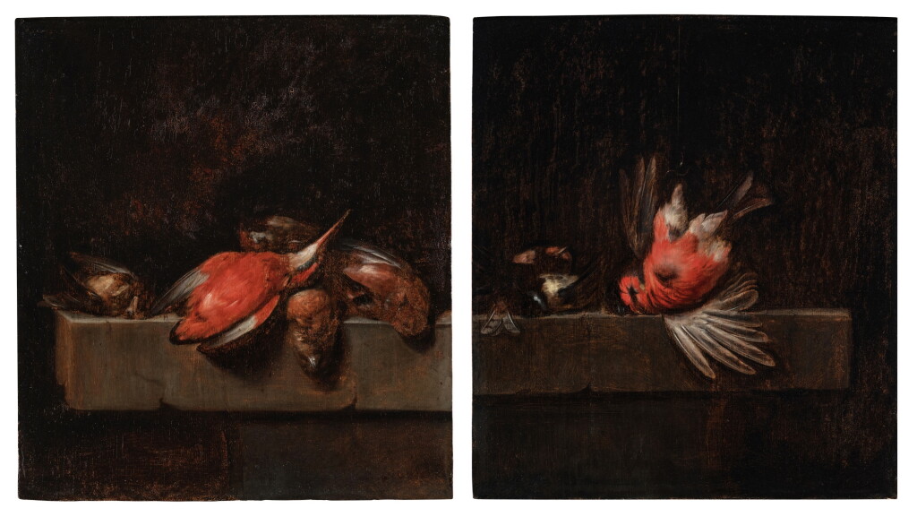 View full screen - View 1 of Lot 470. Still life with a kingfisher; Still life with a male bullfinch;.