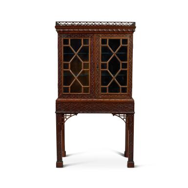 View full screen - View 1 of Lot 195. A George III Style Mahogany Chinese Chippendale Small Display Cabinet.