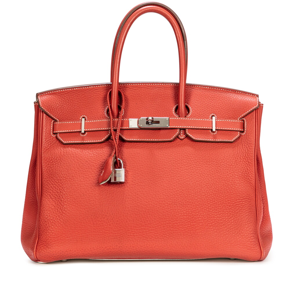 View full screen - View 1 of Lot 734. Limited Edition Sanguine and White Clémence Birkin 35 Palladium Hardware, 2011 .