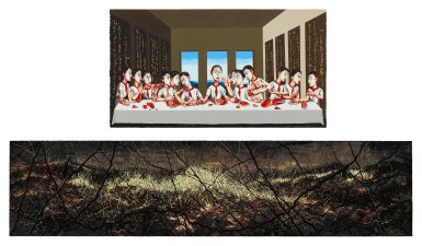 View full screen - View 1 of Lot 1093. Zeng Fanzhi 曾梵志 | i. The Last Supper ii. This Land so Rich in Beauty No. 1 (Two Works) i. 最後的晚餐 ii. 江山如此多嬌1號(兩幅作品).