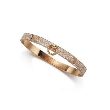 View full screen - View 1 of Lot 5708. 18K Rose Gold and Diamonds Collier de Chien Bracelet.