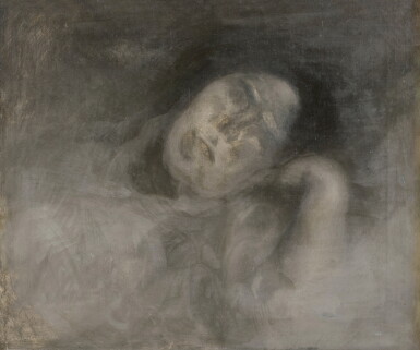 View full screen - View 1 of Lot 108. Eugène Carrière 歐仁・卡里埃 | Femme Assoupie (Sophie Carrière?) 熟睡女子(或是蘇菲・卡里埃).
