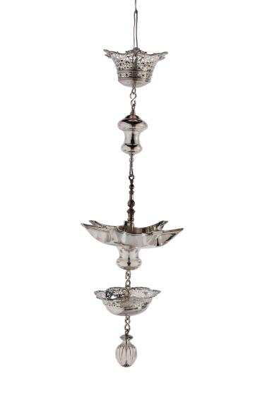 View full screen - View 1 of Lot 37. An Important Dutch Silver Hanging Sabbath Lamp, Harmanus Nieuwenhuys, Amsterdam, 1752.