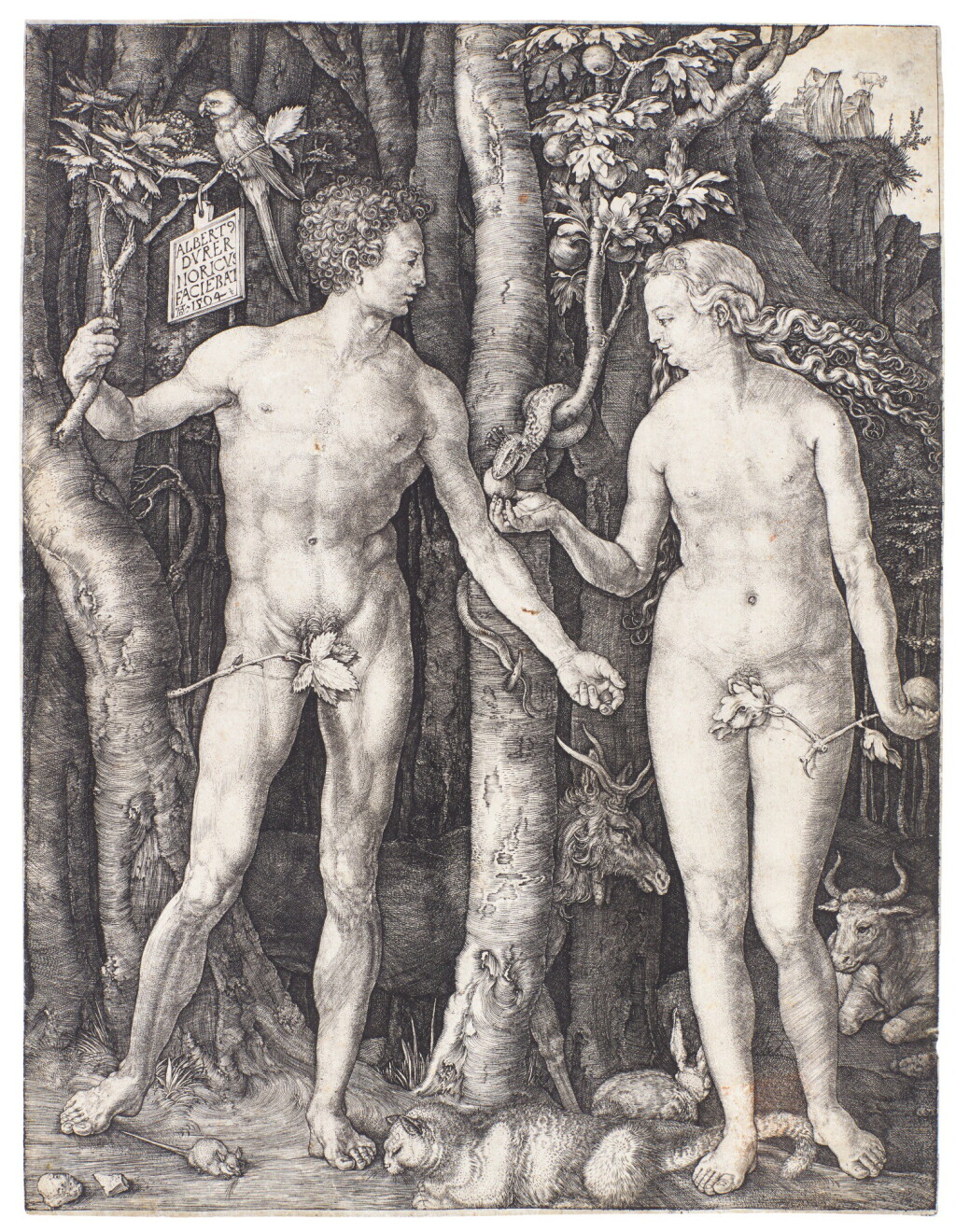 View full screen - View 1 of Lot 10. ALBRECHT DÜRER | ADAM AND EVE (B., M., HOLL. 1).