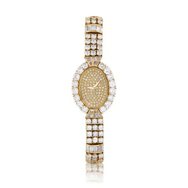 View full screen - View 1 of Lot 228. Montre bracelet de dame diamants | Lady's diamond bracelet watch.