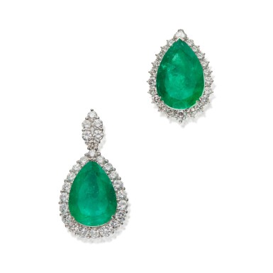 View full screen - View 1 of Lot 63. Emerald and Diamond Pendant-Brooch and Ring.