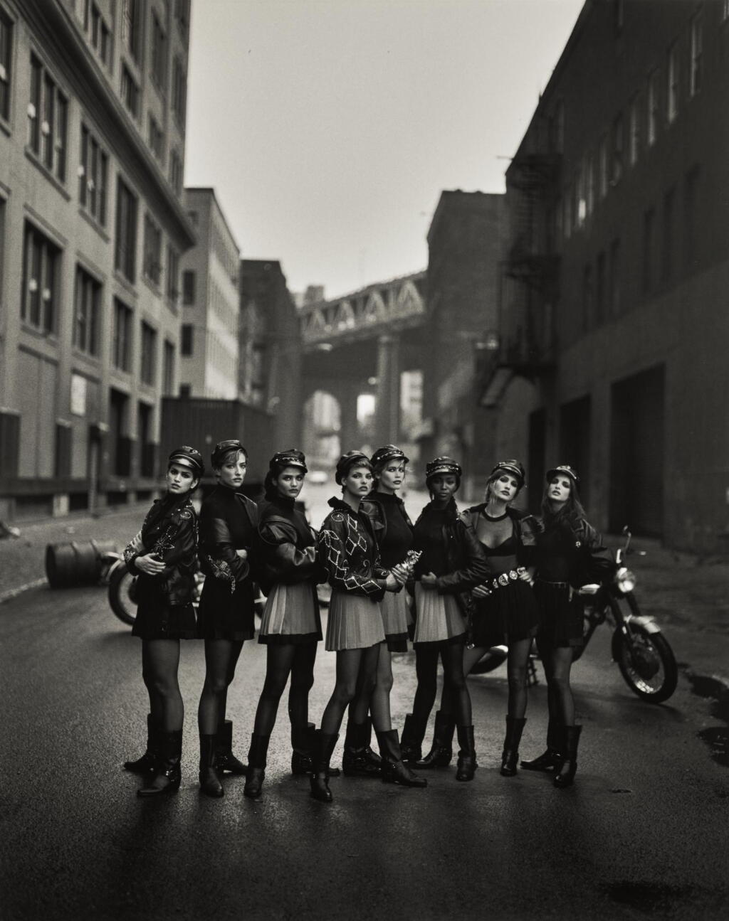Voir en plein écran - Voir 1 du lot 23. PETER LINDBERGH | 'THE WILD ONES: CINDY CRAWFORD, TATJANA PATITZ, HELENA CHRISTENSEN, LINDA EVANGELISTA, CLAUDIA SCHIFFER, NAOMI CAMPBELL, KAREN MULDER & STEPHANIE SEYMOUR', BROOKLYN, FOR AMERICAN VOGUE, MAY 1991 .