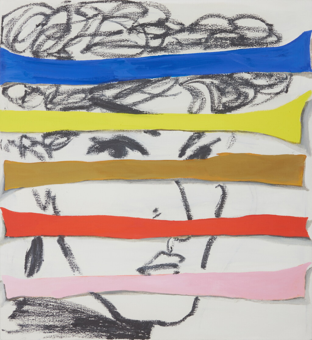 View full screen - View 1 of Lot 6. Face Overlaid With Cut Paper Stripes.
