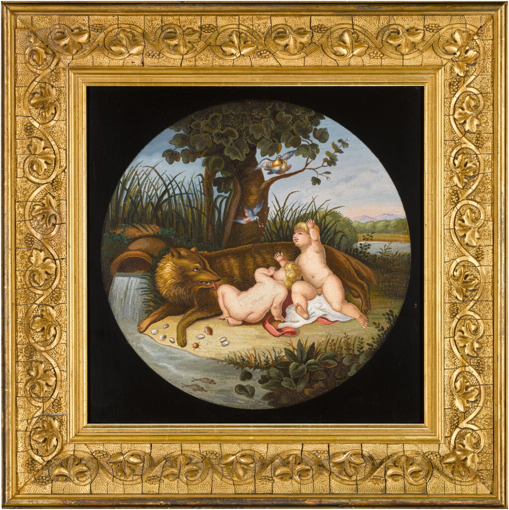 View full screen - View 1 of Lot 63. An Italian micromosaic panel depicting Romulus and Remus, Rome, late 19th century, after Peter Paul Rubens.