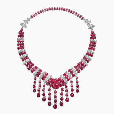 View full screen - View 1 of Lot 1818. Art Deco Ruby and Diamond Necklace, Circa 1930s | 夢寶星 | 裝飾藝術風格 紅寶石 配 鑽石 項鏈, 約1930年代.