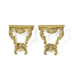 A Pair of Louis XV Giltwood Console Tables, Mid-18th Century
