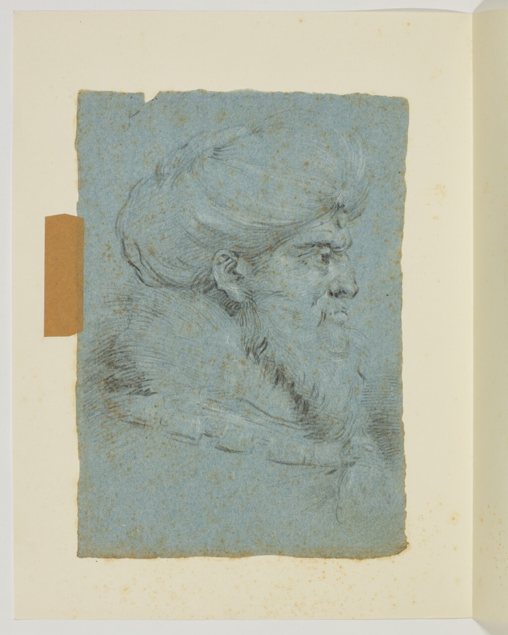 View full screen - View 1 of Lot 540. CIRCLE OF GIOVANNI BATTISTA TIEPOLO | Two head studies: A) Portrait of an old man in profile, looking right, wearing a turban; B) portrait of an old man, in profile, looking left.