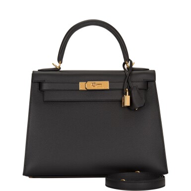 View full screen - View 1 of Lot 45. Hermès Black Sellier Kelly 28cm of Epsom Leather with Gold Hardware .