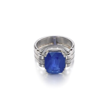 View full screen - View 1 of Lot 1030. Sapphire and diamond ring.