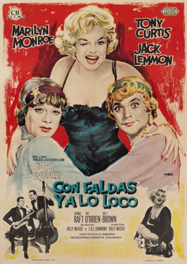 View full screen - View 1 of Lot 52. SOME LIKE IT HOT / CON FALDAS YA LO LOCO (1959) POSTER, SPANISH.