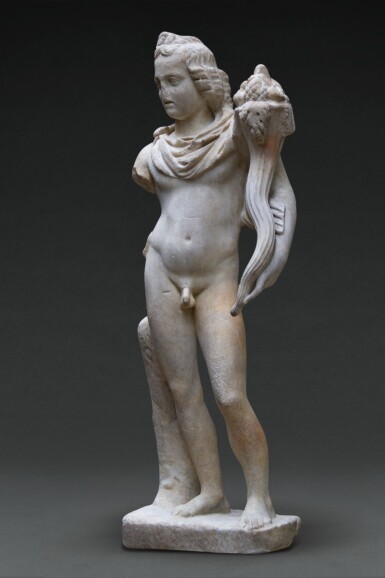 View full screen - View 1 of Lot 37. A ROMAN MARBLE FIGURE OF EROS-HARPOCRATES, CIRCA 2ND CENTURY A.D..