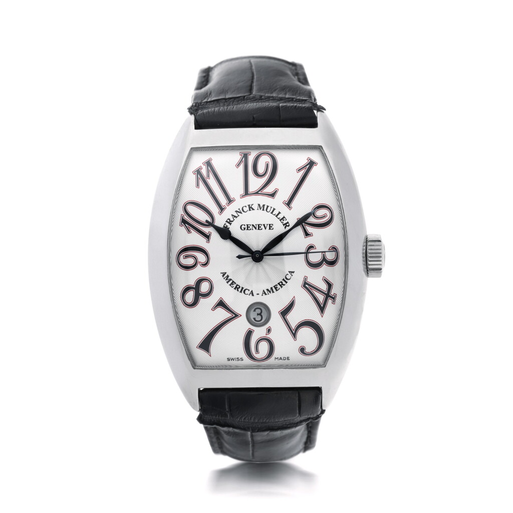 View full screen - View 1 of Lot 69. FRANCK MULLER | REFERENCE 8880 SC DT AMERICA-AMERICA A LIMITED EDITION STAINLESS STEEL TONNEAU-SHAPED AUTOMATIC WRISTWATCH WITH DATE, CIRCA 2008.