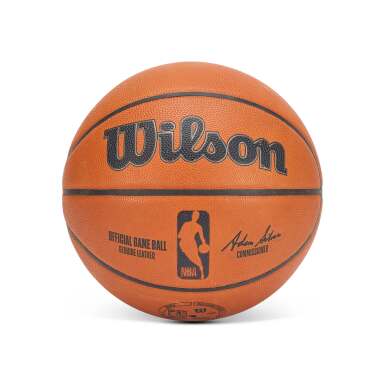 View full screen - View 1 of Lot 9. Game Used ‘Christmas Day’ 2024-2025 New York Knicks vs. San Antonio Spurs Ball | Wembanyama Christmas Day Debut.