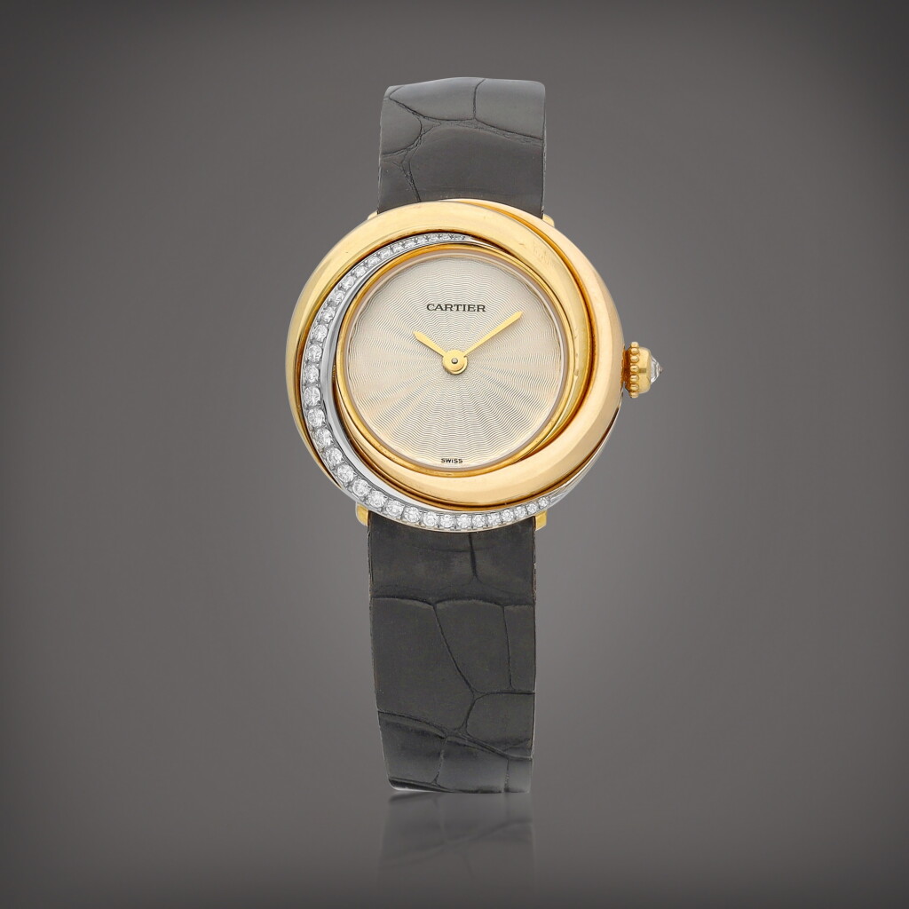 View full screen - View 1 of Lot 2210. Trinity, Reference 2357 | A tri-colour gold and diamond-set wristwatch, Circa 2000 | 卡地亞 | Trinity 型號 2357 | 三色金鑲鑽石腕錶,約2000年製.