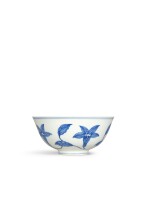 An exceedingly rare blue and white 'lily' palace bowl, Mark and period of Chenghua | 明成化 青花梔子花宮盌 《大明成化年製》款