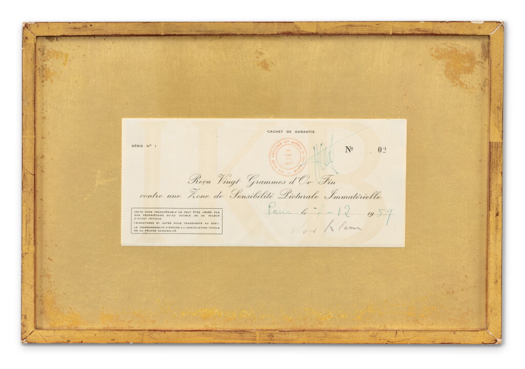 View full screen - View 1 of Lot 17. Zone de sensibilité picturale immatérielle Série n°1, Zone n°02 (receipt to Jacques Kugel).