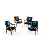 Suite de quatre fauteuils en bois doré d'époque Louis XVI, vers 1782, estampille de Georges Jacob