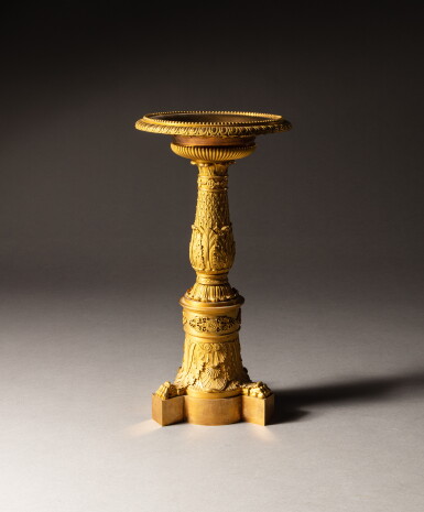 View full screen - View 1 of Lot 61. A gilt-bronze six-light candelabra forming a cup, Charles X, circa 1825, signed Pierre-Philippe Thomire | Candélabre à six lumières formant coupe en bronze doré d'époque Charles X, vers 1825, signé Pierre-Philippe Thomire.