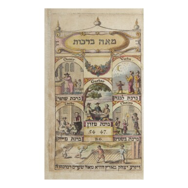 View full screen - View 1 of Lot 82. SEDER BERAKHOT (VARIOUS BLESSINGS, LITURGICAL TEXTS, AND HALAKHIC TREATISES), EDITED BY BENJAMIN SENIOR GODINES, TRANSLATED BY RABBI ISAAC ABOAB, AMSTERDAM: ALBERTUS MAGNUS, 1687.