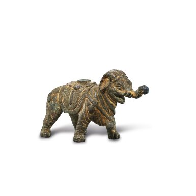 View full screen - View 1 of Lot 767. A gilt-bronze elephant, Tang dynasty | 唐 銅鎏金象.