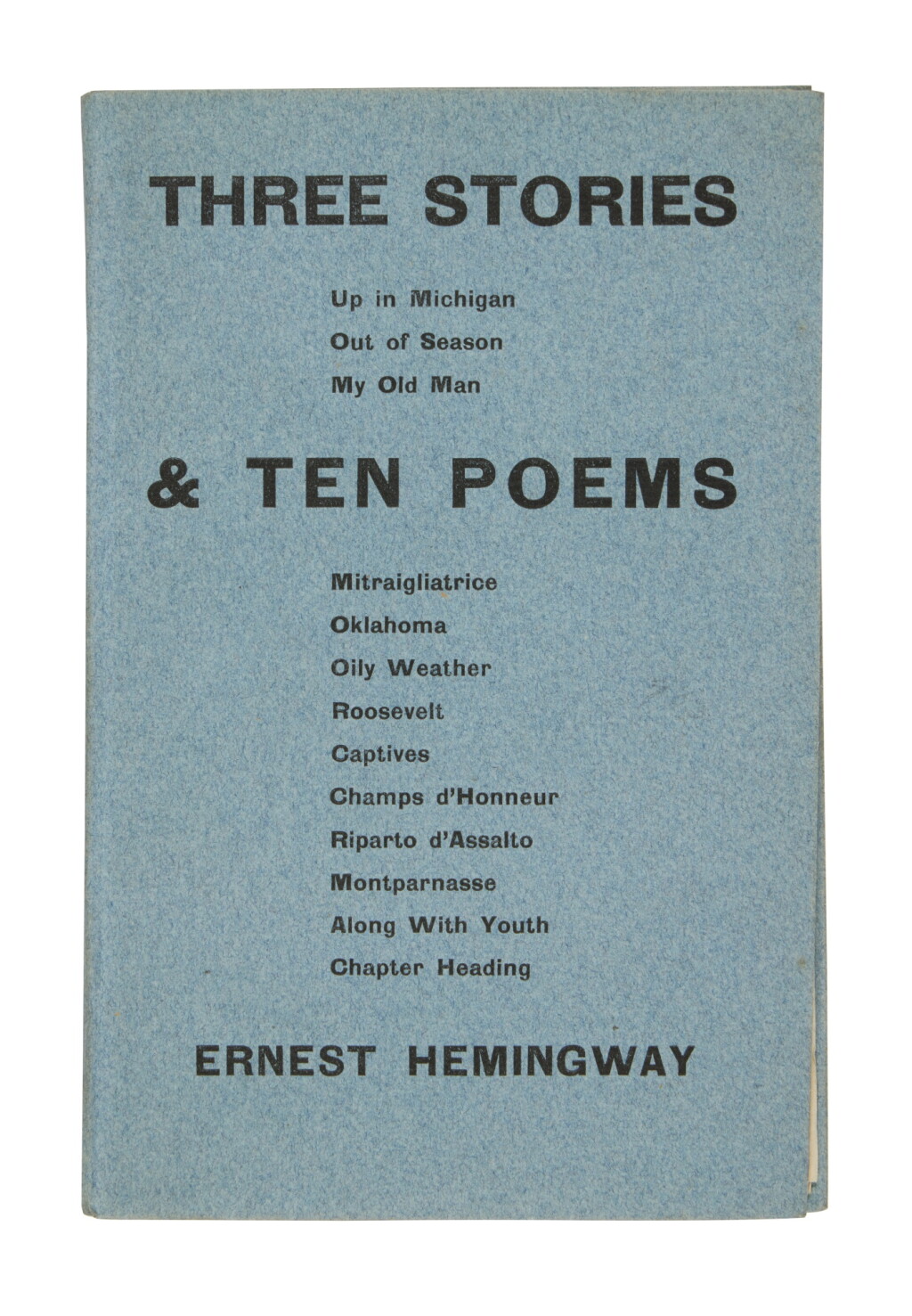 View full screen - View 1 of Lot 20. Hemingway, Ernest | The author's first book, retaining the elusive glassine jacket.
